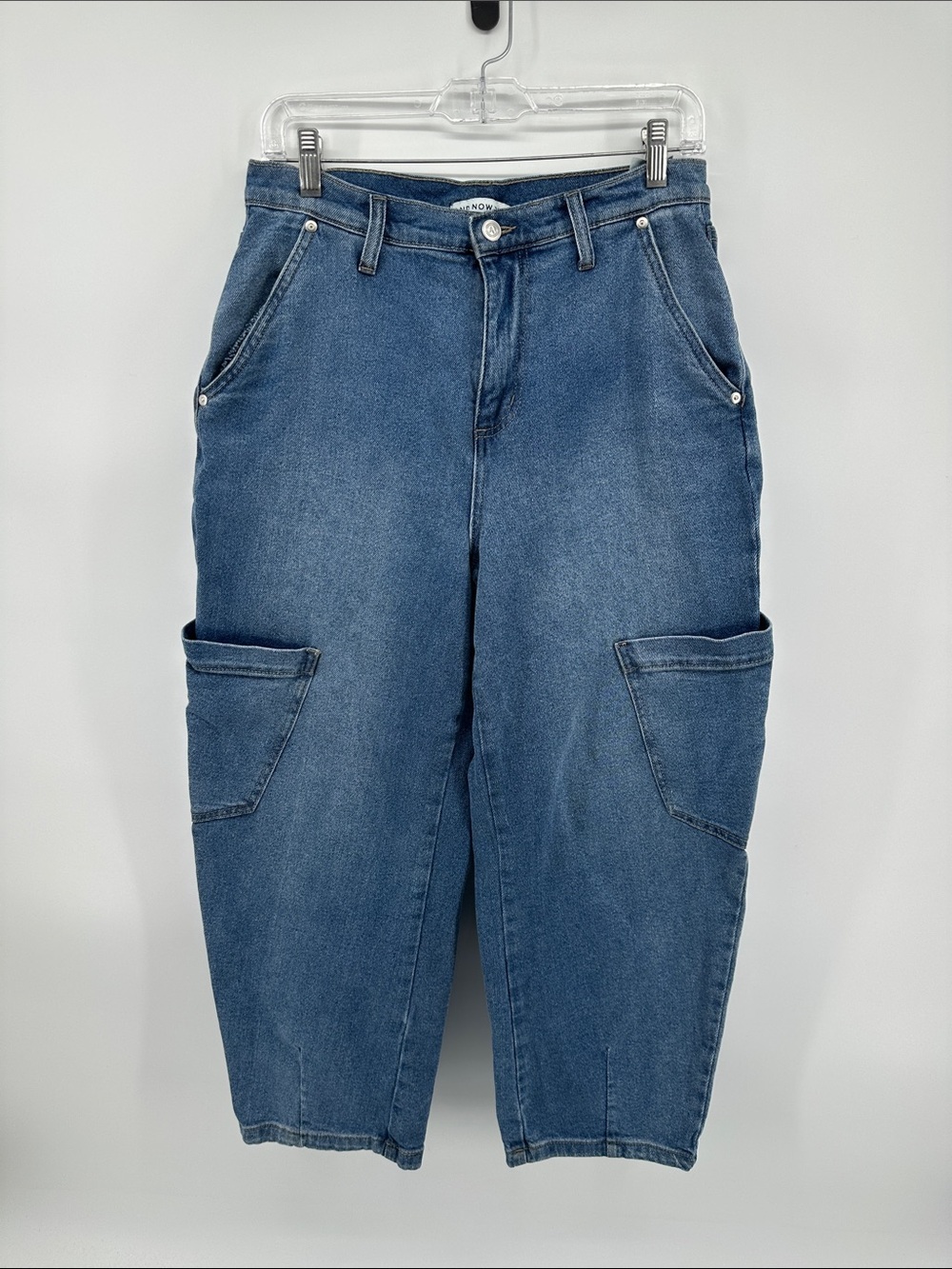 AndNowThis Y2K Revival Streetwear Grunge  Blue Cargo Barrel Denim Jeans Sz27